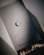 Fire is a powerful symbol of wisdom, knowledge, passion and purification. When we choose to approach our headspace with gratitude and consciously set an intention, the connected energy flows. Letter-pressed matte black 350 gsm paper slide box with striker. Contains natural wood white tip calling in matches; approximately 100 matches.