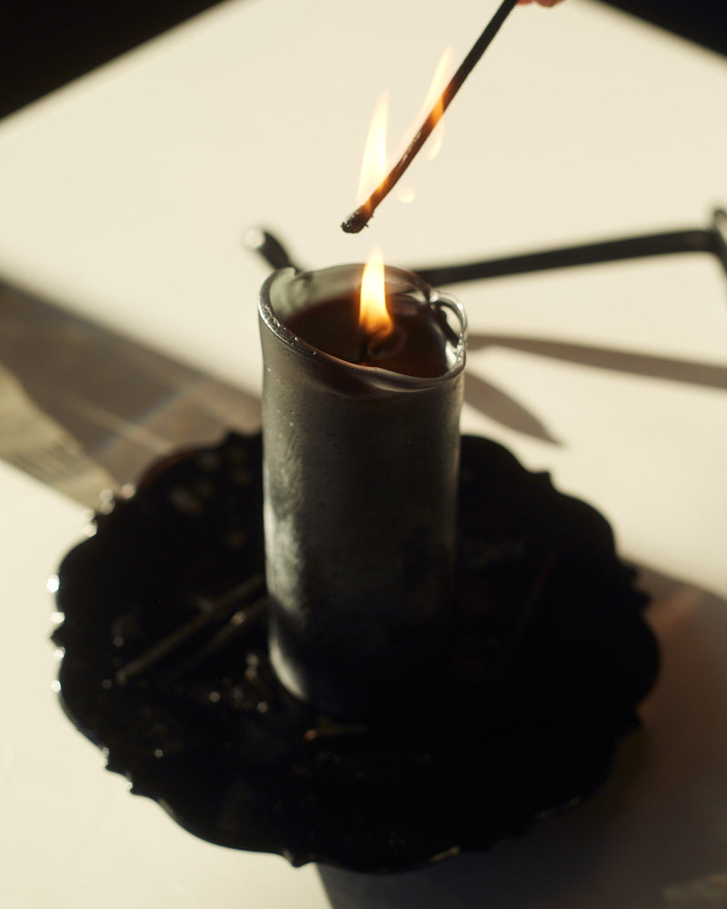 Petite Energy Pillar Candle in obsidian 100 PERCENT BEESWAX + COTTON WICK 2